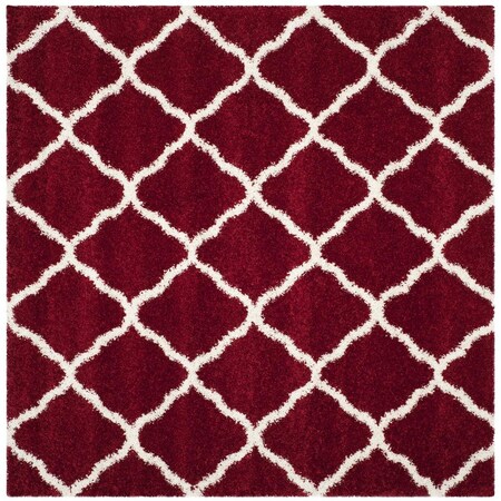 Safavieh 5 x 5 ft. Hudson Shag Power Loomed Square Area Rug; Red & Ivory SGH283R-5SQ